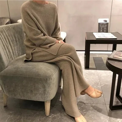 2026 Spring and Autumn Korean Casual Loose Women's Knitted Two-piece Suit Elegant Temperament Commuter Style Two-piece Suit-6