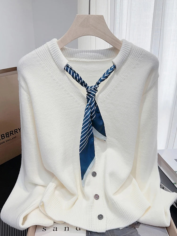 Wholesale 2025 autumn and winter new fashion elegant temperament commuter silk scarf women's sweater-0