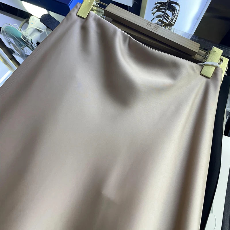 Wholesale 2026 Summer New High Waist Slim French Vintage Satin Bread Hip Fishtail Women's Half Length Skirt-4
