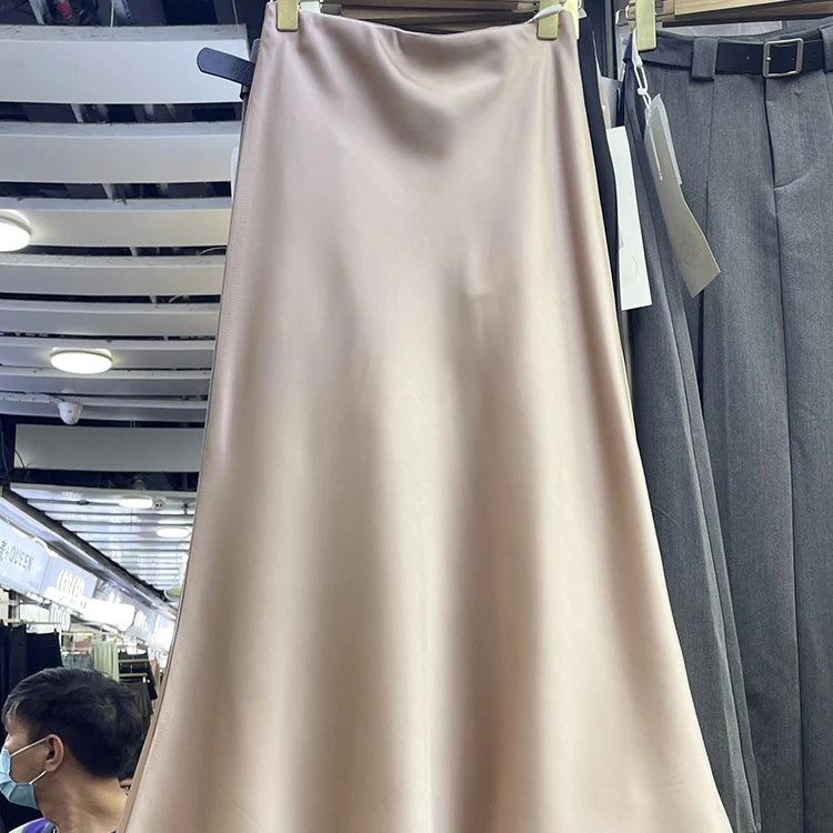 Wholesale 2026 Summer New High Waist Slim French Vintage Satin Bread Hip Fishtail Women's Half Length Skirt-0