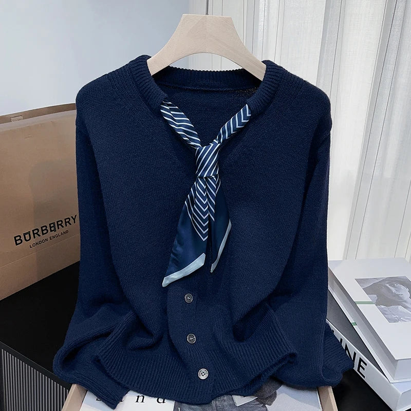 Wholesale 2025 autumn and winter new fashion elegant temperament commuter silk scarf women's sweater-7