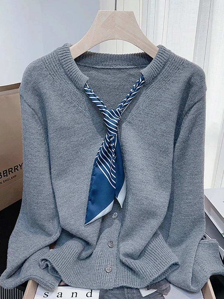 Wholesale 2025 autumn and winter new fashion elegant temperament commuter silk scarf women's sweater-1