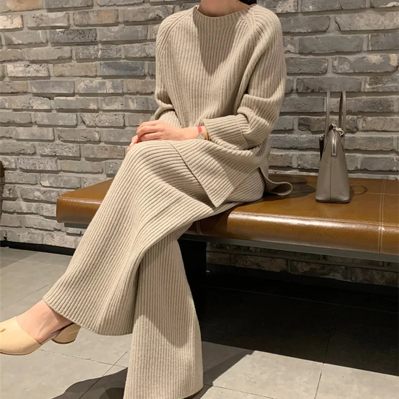 2026 Spring and Autumn Korean Casual Loose Women's Knitted Two-piece Suit Elegant Temperament Commuter Style Two-piece Suit-0