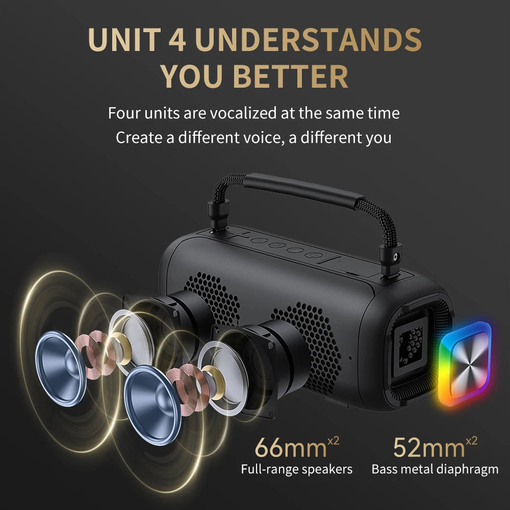 T12 Karaoke Machine with Wireless Microphone, 80W Outdoor Portable Speaker Deep Bass Party PA System with Disco LED Lights-2